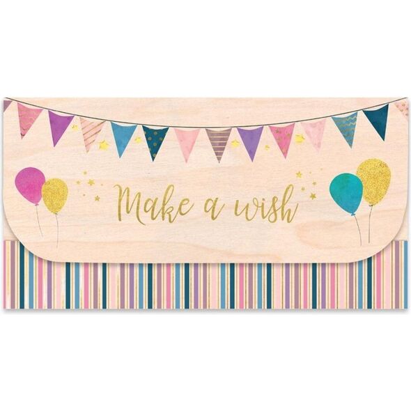 Cozywood Koperta upominkowa drewniana Urodziny balony