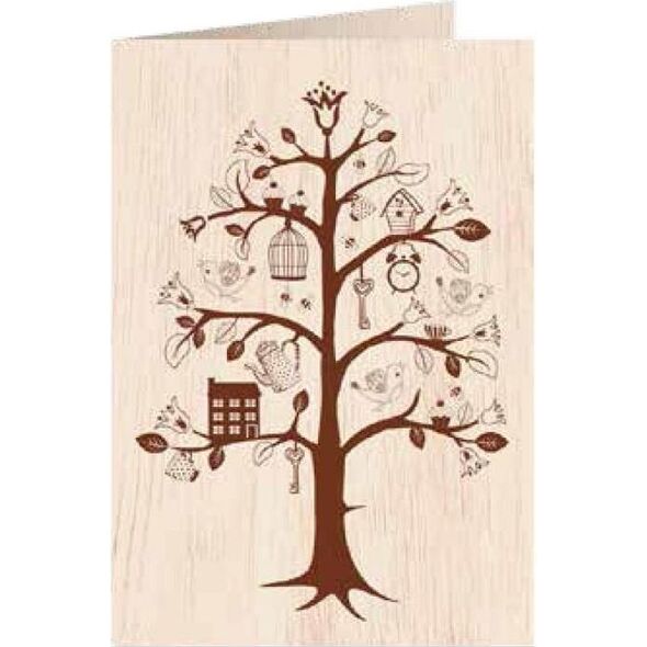 Cozywood Karnet drewniany C6 + koperta Drzewo życia