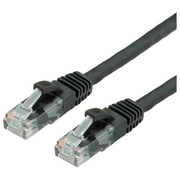 Value VALUE - Patch- Cable - RJ- 45 (M) to RJ- 45 (M) - 15 m - UTP - CAT 6a - shaped, without Haken - black, RAL 9011 (21.99.1468)