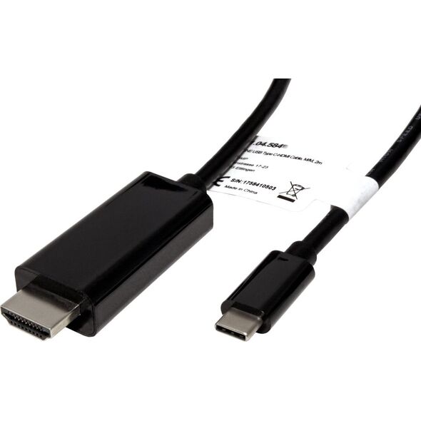 Kabel USB Roline USB-C - HDMI 1 m Czarny (JAB-3752629)