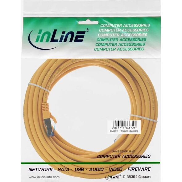 InLine Patch Cable - S / FTP (PiMf) - Cat.6A - 500MHz - Halogen Free - Copper - Yellow - 20m (76820Y)