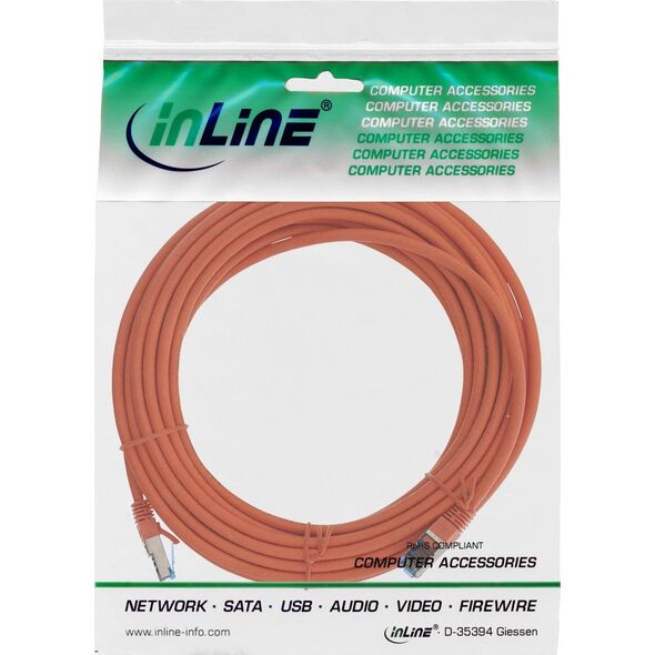 InLine Patch Cable - S / FTP (PiMf) - Cat.6A - 500MHz - Halogen Free - Copper - Orange - 15m (76815O)