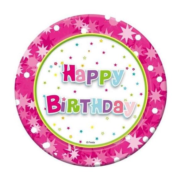 Aster Talerzyki papierowe 18 cm Happy Birthday - 6 szt