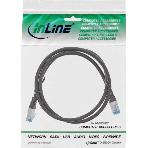 InLine InLine - Patch Cable - RJ-45 (M) to RJ-45 (M) - 2.0m - SFTP, PiMF - CAT 6a - Outdoor, Round, Stranded - Black (72802S)