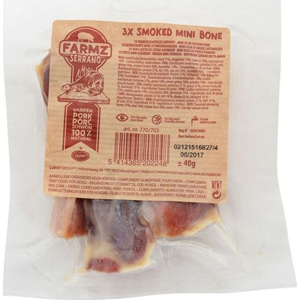 Duvo+ Farmz Serrano kości wieprzowe mini wędzone 40g