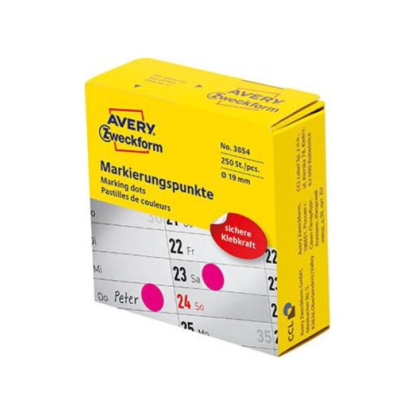 Avery Zweckform ETYKIETY ZF 3854 KÓŁKA DO ZAZNACZANIA 19 MM RÓŻOWE
