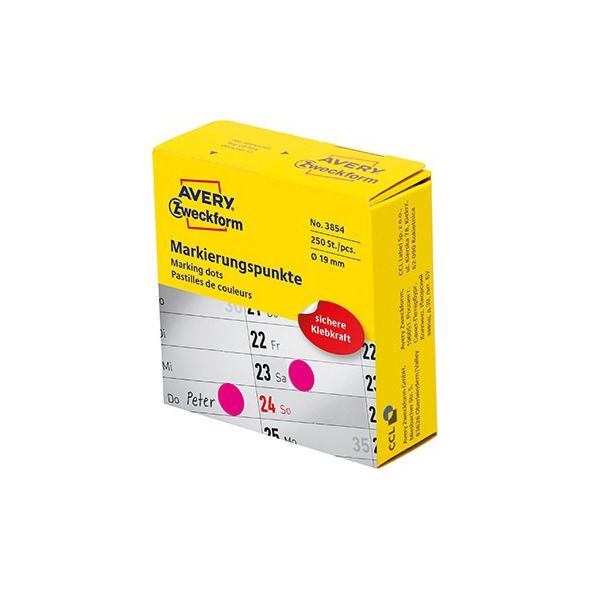 Avery Zweckform ETYKIETY ZF 3854 KÓŁKA DO ZAZNACZANIA 19 MM RÓŻOWE