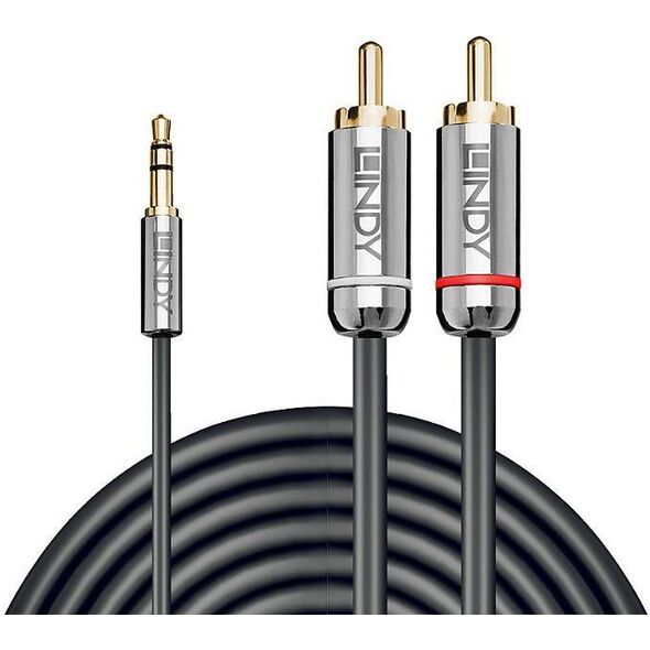 Kabel Lindy Jack 3.5mm - RCA (Cinch) x2 10m srebrny (35337)