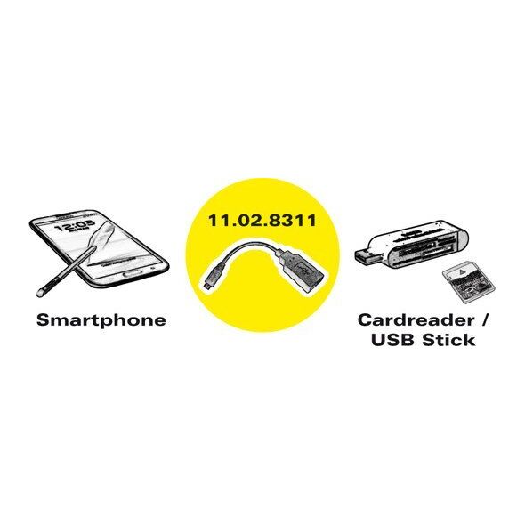 Adapter USB Roline ROLINE USB 2.0 Cable, USB 2.0 Type Micro B - Type A BU, OTG 0,15 m (11.02.8311)