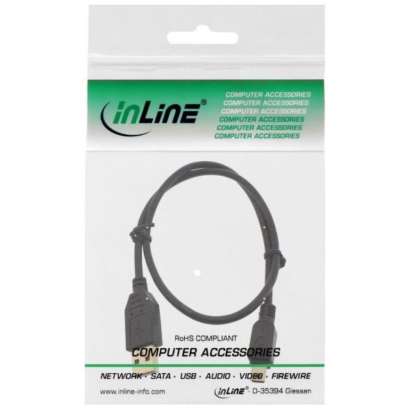 Kabel USB InLine USB-A - miniUSB 0.3 m Czarny (31803P)