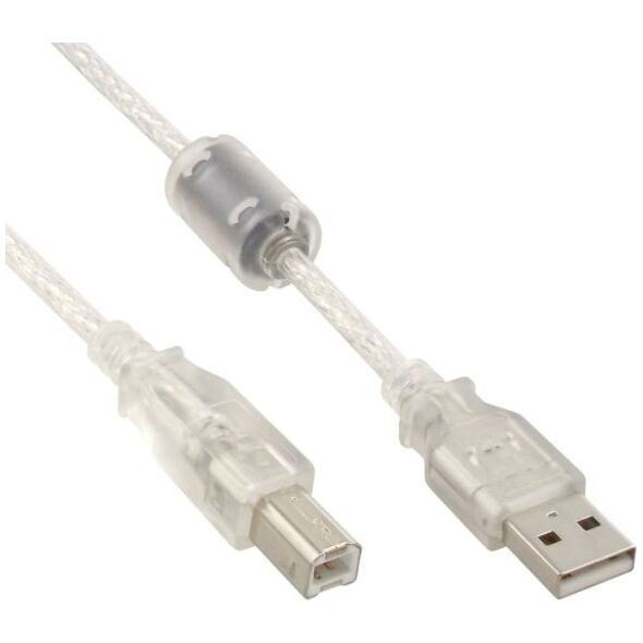 Kabel USB InLine USB-A - USB-B 0.3 m Przezroczysty (34503)