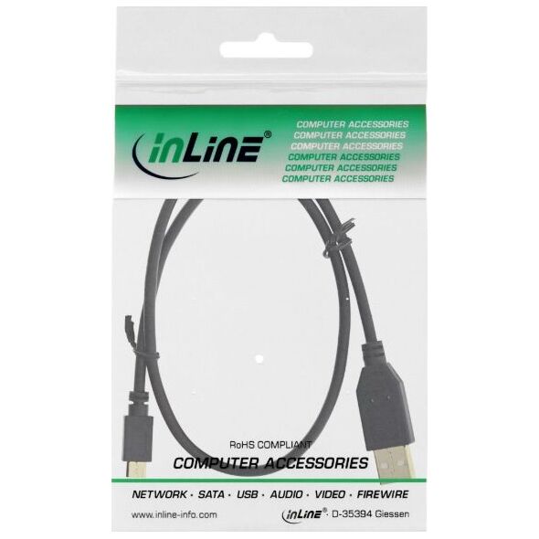 Kabel USB InLine USB-A - 0.3 m Czarny (31703P)