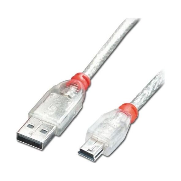 Kabel USB Lindy USB-A - miniUSB 1 m Przezroczysty (41782)