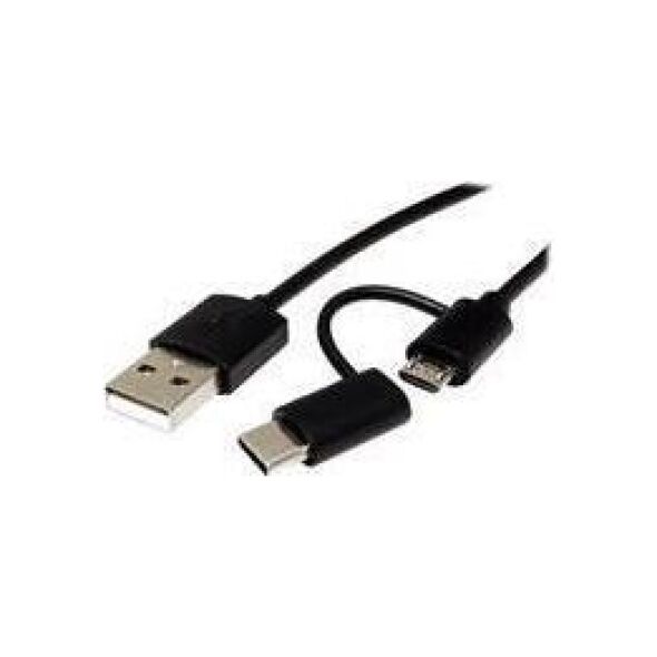 Kabel USB Roline USB-A - microUSB + USB-C 1 m Czarny (JAB-3882886)