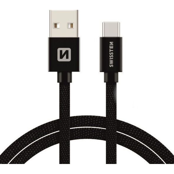 Kabel USB Swissten USB-A - USB-C 1.2 m Czarny (SW-QU-TYPC-3.1-1.2m-BK)
