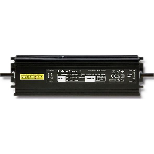 Qoltec impulsowy LED | IP67 | 150W | 12V | 12.5A | Wodoodporny (50948)