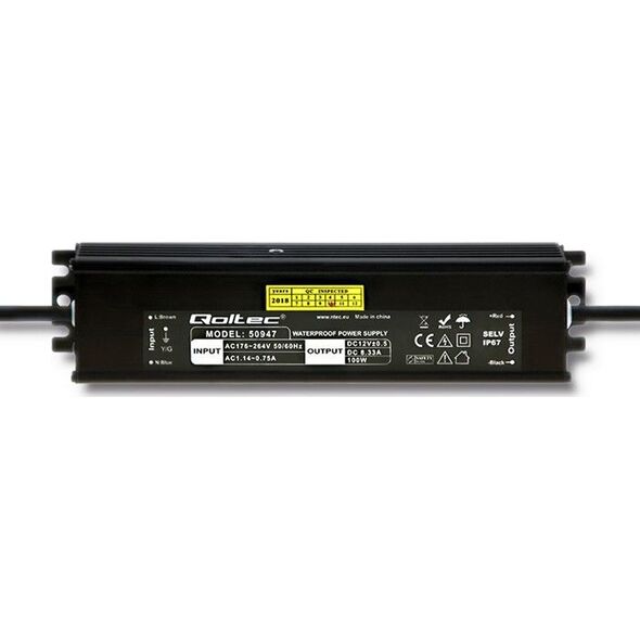 Qoltec impulsowy LED | IP67 | 100W | 12V | 8.3A | Wodoodporny (50947)