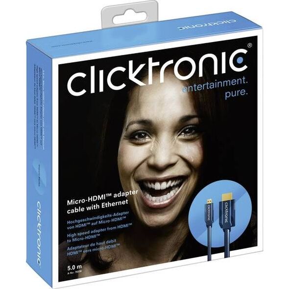 Kabel Clicktronic HDMI Micro - HDMI 5m niebieski (70330)