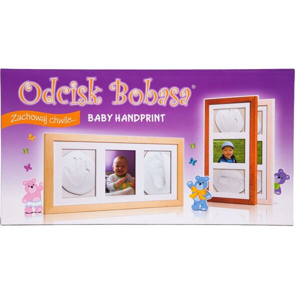 Baby HandPrint potrójna ramka z glinką biała
