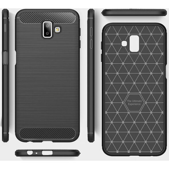 Hurtel Carbon Case elastyczne etui pokrowiec Samsung Galaxy J6 Plus 2018 J610 czarny uniwersalny