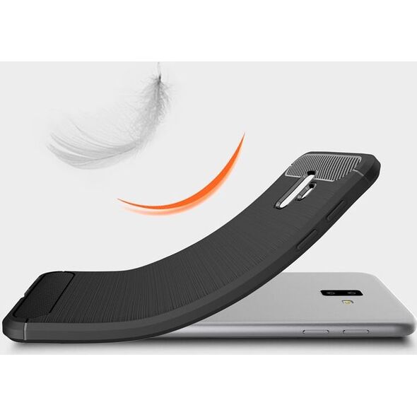 Hurtel Carbon Case elastyczne etui pokrowiec Samsung Galaxy J6 Plus 2018 J610 czarny uniwersalny
