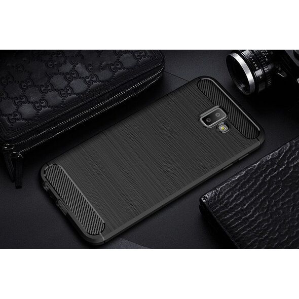 Hurtel Carbon Case elastyczne etui pokrowiec Samsung Galaxy J6 Plus 2018 J610 czarny uniwersalny