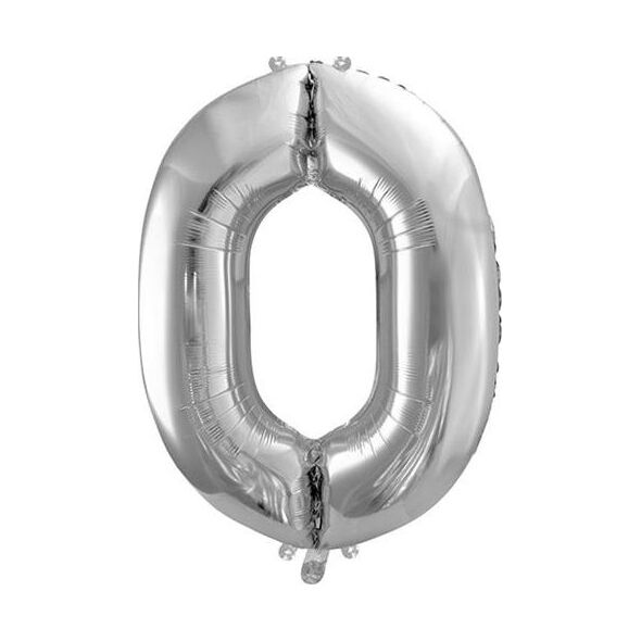 Party Deco Balon foliowy Cyfra "0", 86cm, srebrny uniwersalny