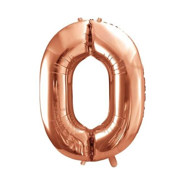 Party Deco Balon foliowy Cyfra "0", 86cm, różowe złoto uniwersalny