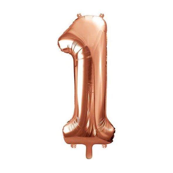 Party Deco Balon foliowy Cyfra "1", 86cm, różowe złoto uniwersalny