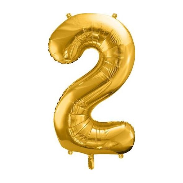 Party Deco Balon foliowy Cyfra "2", 86cm, złoty uniwersalny