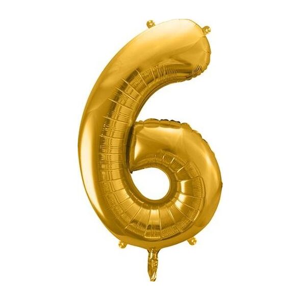 Party Deco Balon foliowy Cyfra "6", 86cm, złoty uniwersalny