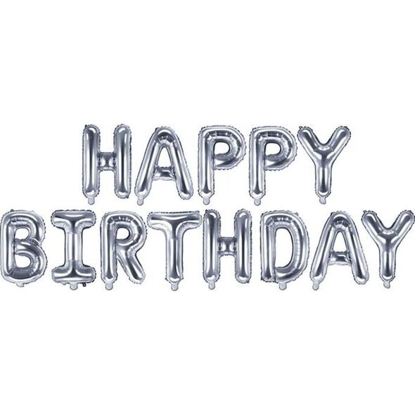 Party Deco Balon foliowy HAPPY BIRTHDAY, srebrny, 340x35 cm uniwersalny