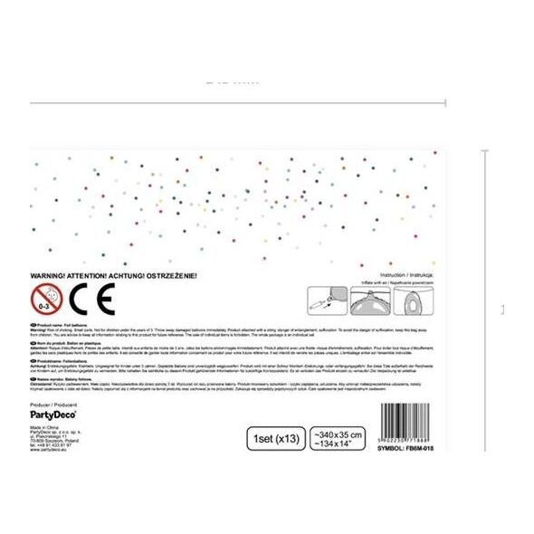 Party Deco Balon foliowy HAPPY BIRTHDAY, srebrny, 340x35 cm uniwersalny
