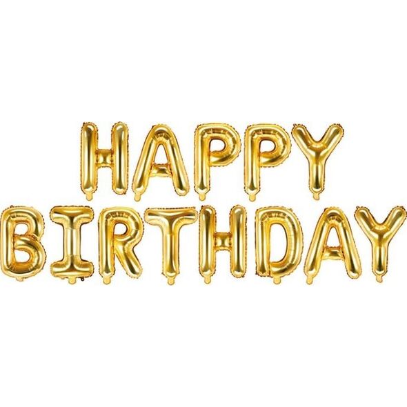 Party Deco Balon foliowy HAPPY BIRTHDAY, złoty, 340x35 cm uniwersalny