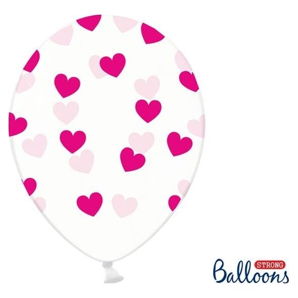 Party Deco Balony Strong, fuksjowe serduszka, 30 cm, 6 szt. uniwersalny