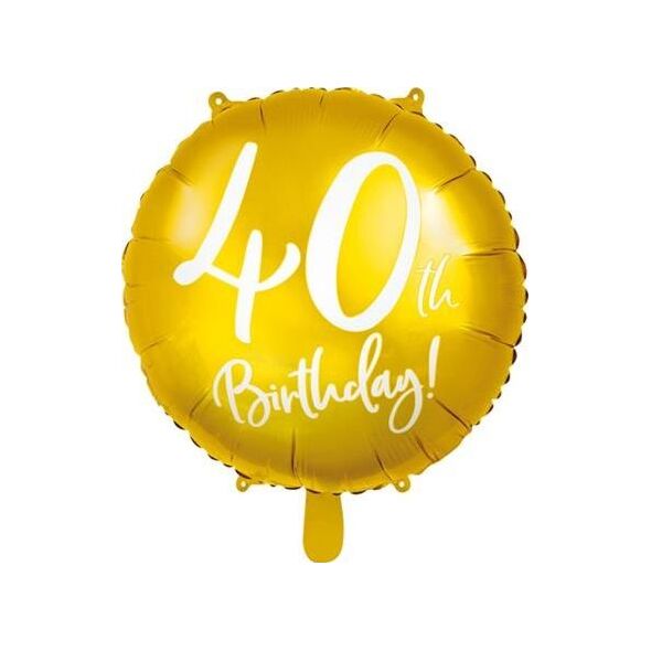 Party Deco Balon foliowy 40th Birthday, złoty, 45 cm uniwersalny