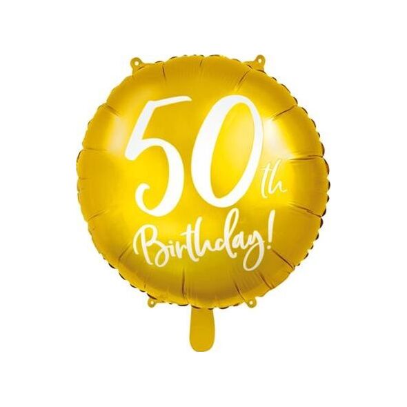 Party Deco Balon foliowy 50th Birthday, złoty, 45 cm uniwersalny