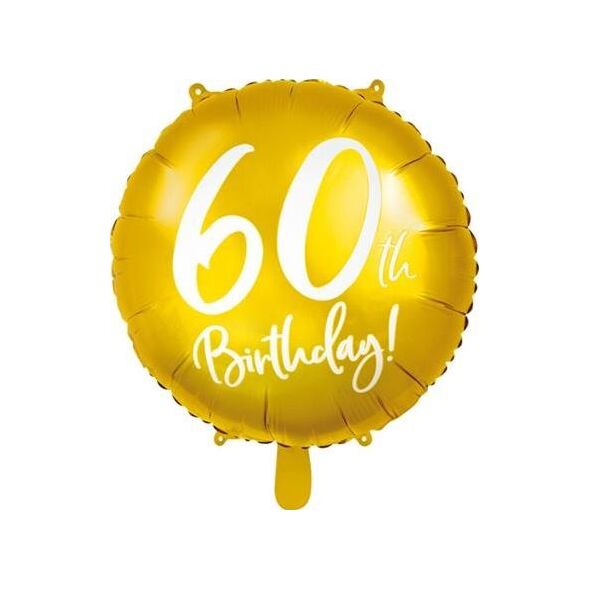 Party Deco Balon foliowy 60th Birthday, złoty, 45 cm uniwersalny