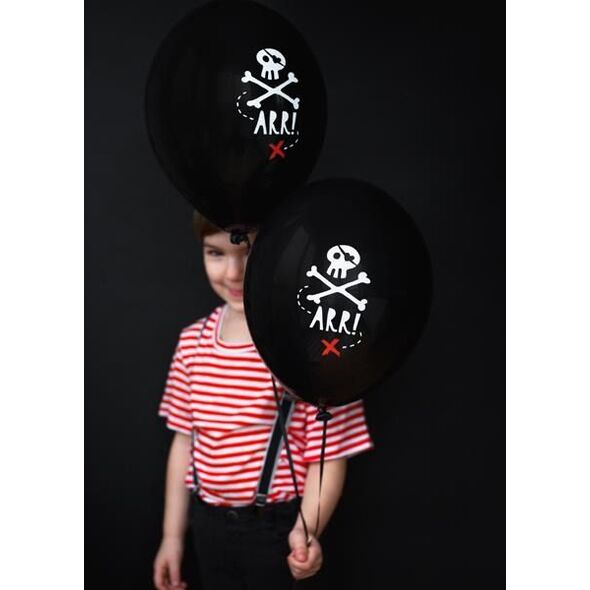 Party Deco Balony Strong, Piraci, czarne z białą czaszką, 30 cm, 6 szt. uniwersalny