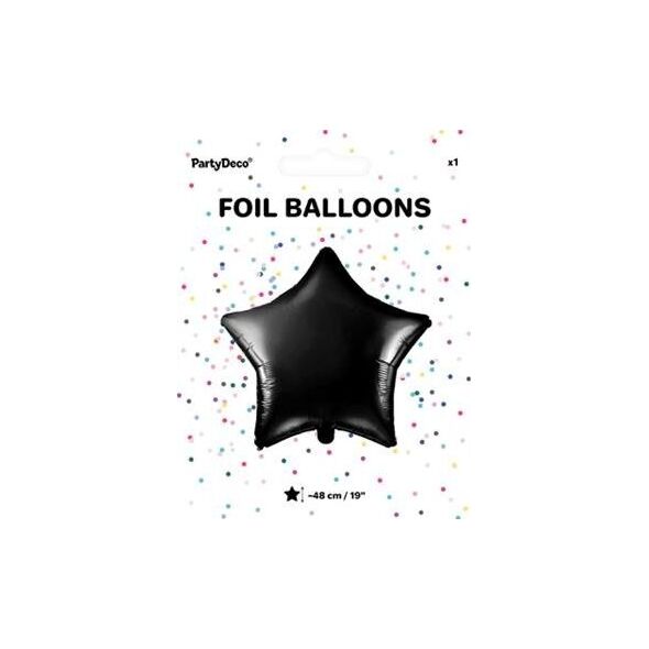 Party Deco Balon foliowy Gwiazdka, czarny, 48cm uniwersalny