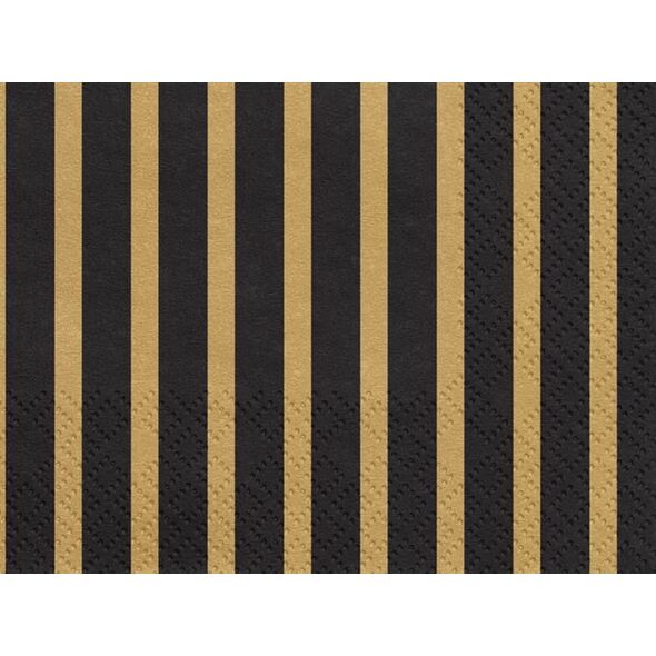 Party Deco Serwetki, paski, czarno-złote, 33x33 cm, 20 szt. uniwersalny