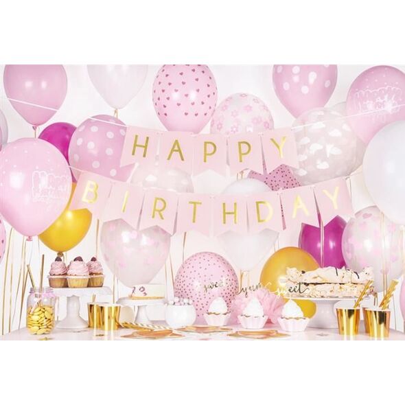 Party Deco Baner urodzinowy, Happy Birthday, jasnoróżowy, 175 cm uniwersalny