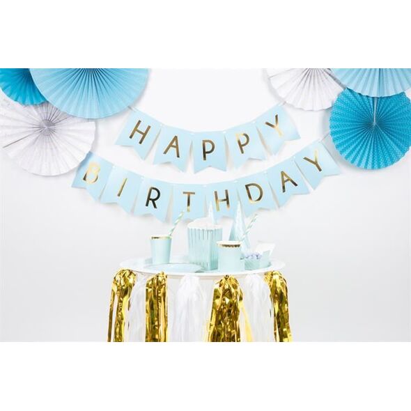 Party Deco Baner urodzinowy, Happy Birthday, jasnoniebieski, 175 cm uniwersalny
