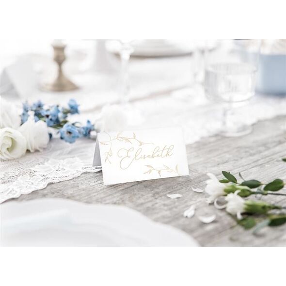 Party Deco Wizytówki na stół, liście, złote, 9,5x5,5 cm, 10 szt. uniwersalny