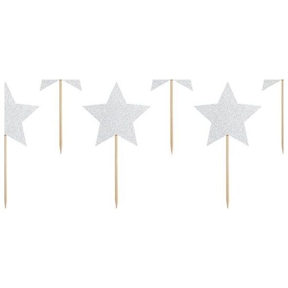 Party Deco Topper Gwiazdki, 11,5 cm, 6 szt. uniwersalny