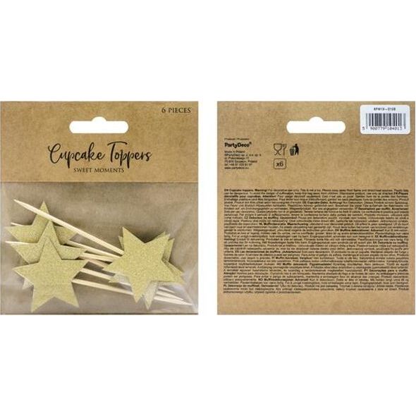 Party Deco Topper, gwiazdki, złote, 11,5 cm, 6 szt uniwersalny