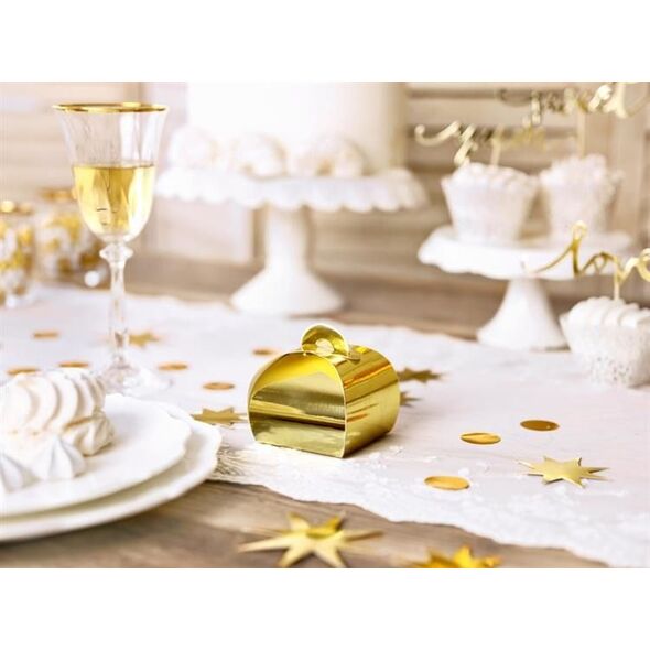 Party Deco Pudełeczko ozdobne, złote, 6x6x5,5 cm, 10 szt. uniwersalny
