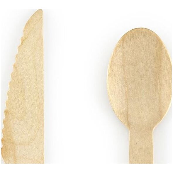Party Deco Sztućce drewniane Gwiazdki, złote, 16cm, 18 szt. uniwersalny