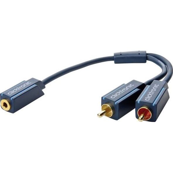 Kabel Clicktronic Jack 3.5mm - RCA (Cinch) x2 0.1m niebieski (JAB-1339091)