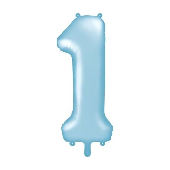 Party Deco Balon foliowy cyfra 1, jasnoniebieski, 86 cm uniwersalny